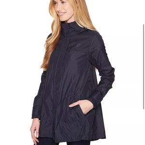 The North Face Womens Flychute Wind Resistant Navy Blue A-Line Jacket Medium